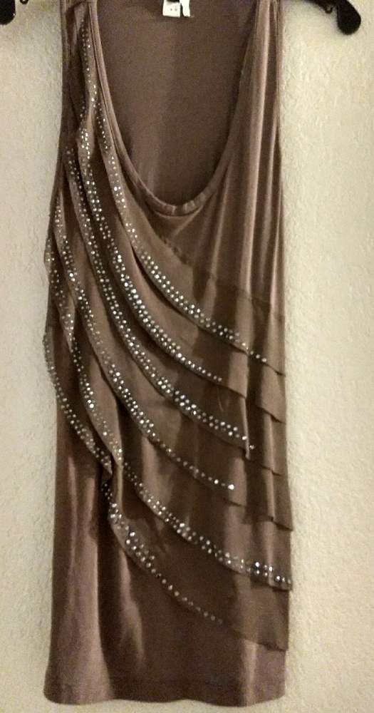 Nikibiki Brown Stretch Silver Studded Layered Tank